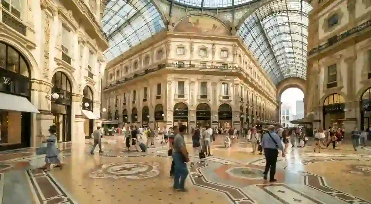 The Galleria Vittorio Emanuele II is a grand arcade with high-end shopping