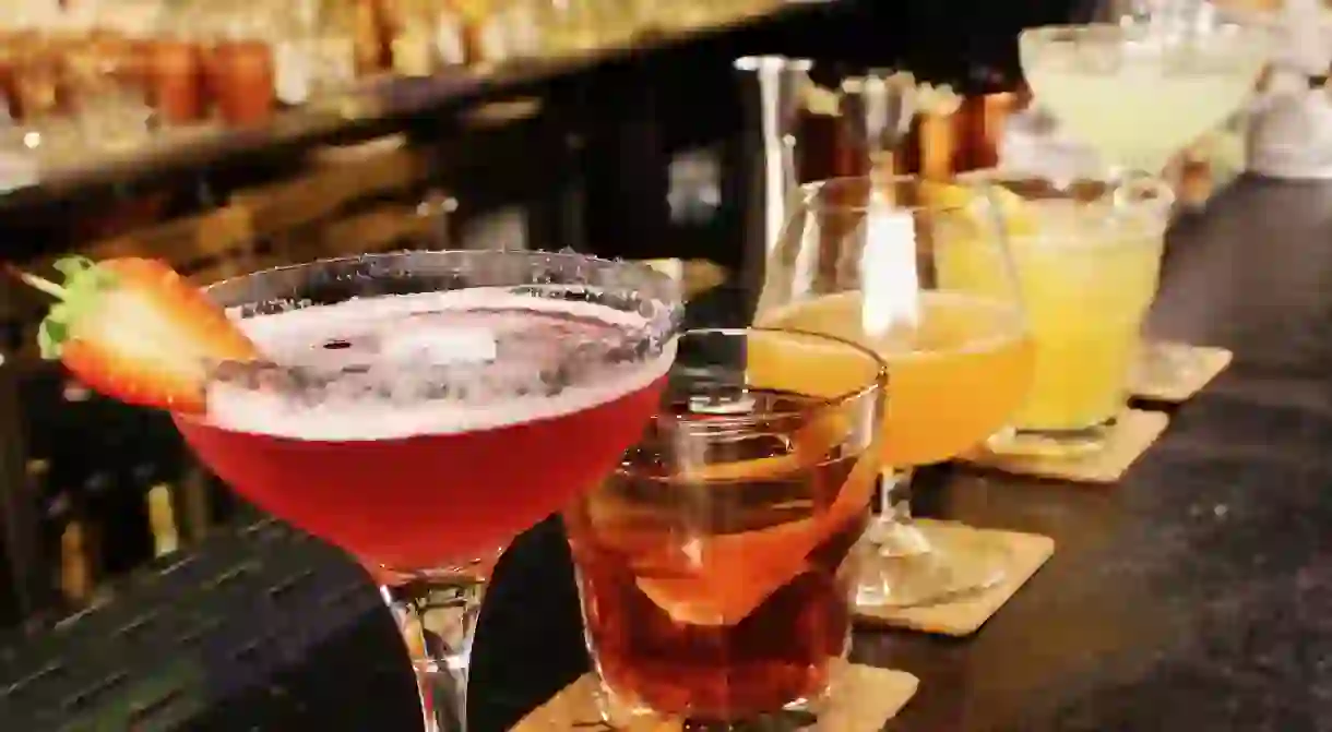 Cocktails lined up, India