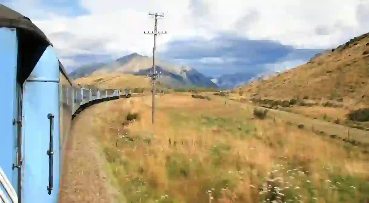 The TranzAlpine Express Train, Southern Alps, New Zealand