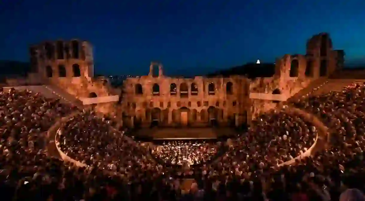 The Odeon of Herodes Atticus was constructed during the Roman period, and now hosts regular concerts