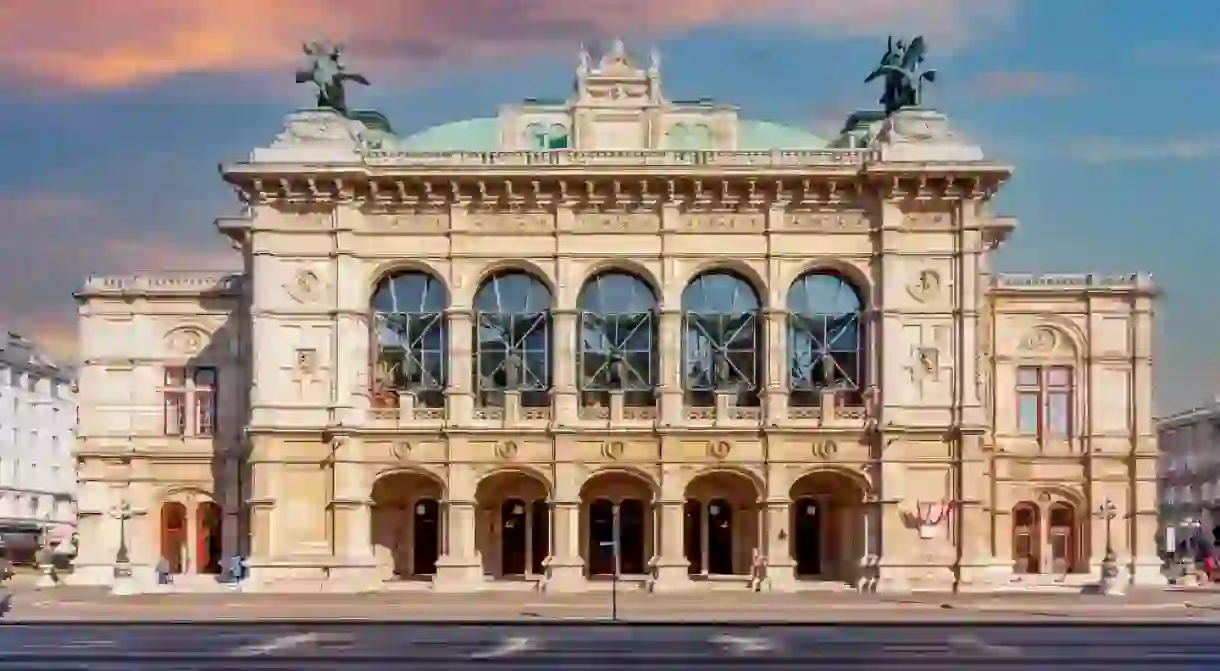 Vienna State Opera house at sunset, city of Wien, Austria