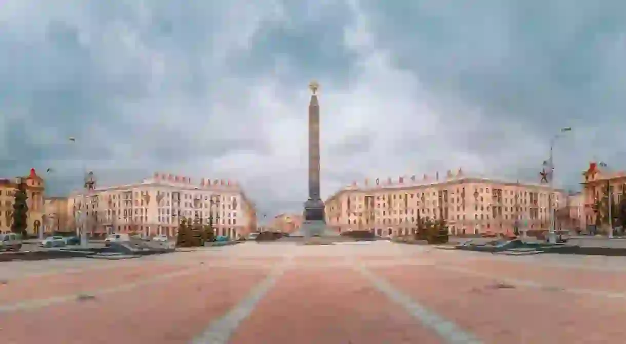 The Victory Monument honours the Soviet soldiers who fought in the Great Patriotic War