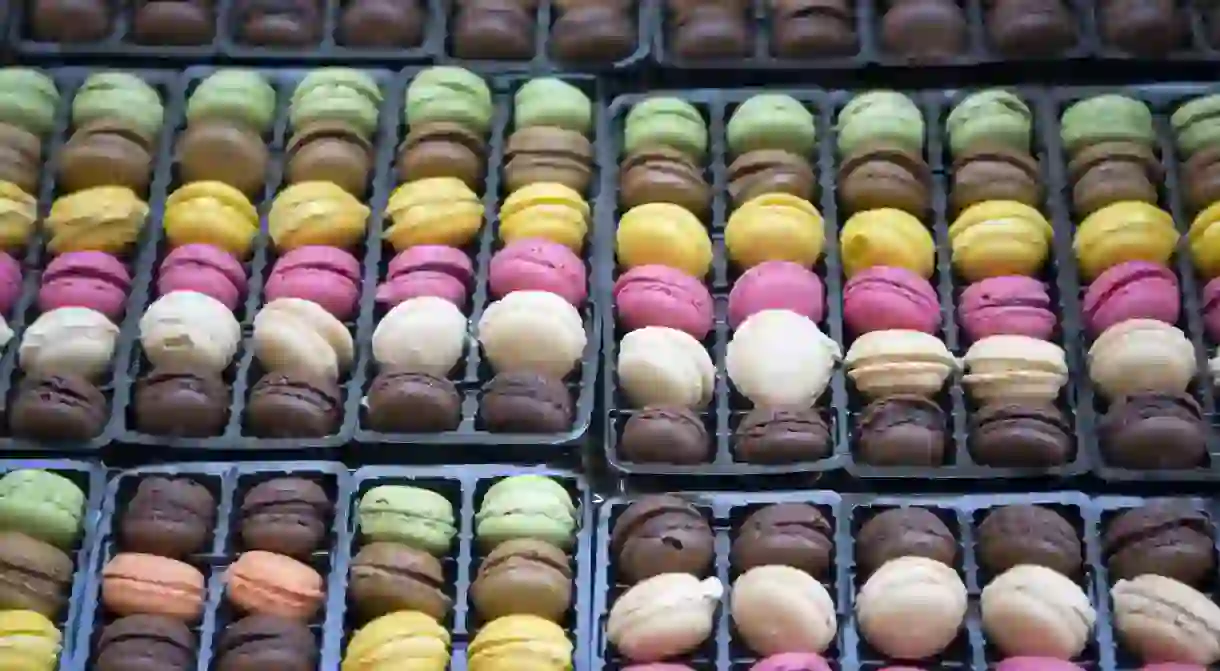 Macarons in French bakery