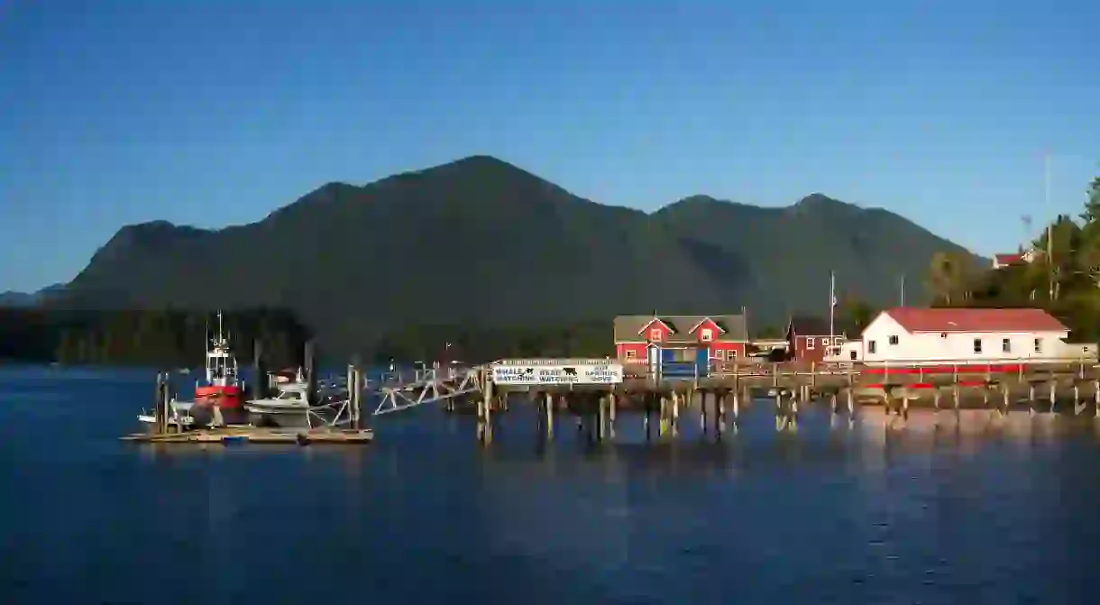 Tofino harbour and marina is situated on Vancouver Island in British Columbia