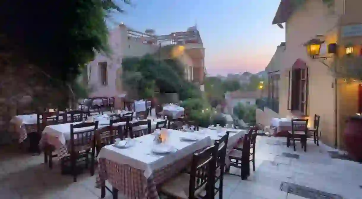 Enjoy dinner al fresco at The Old Taverna of Psaras