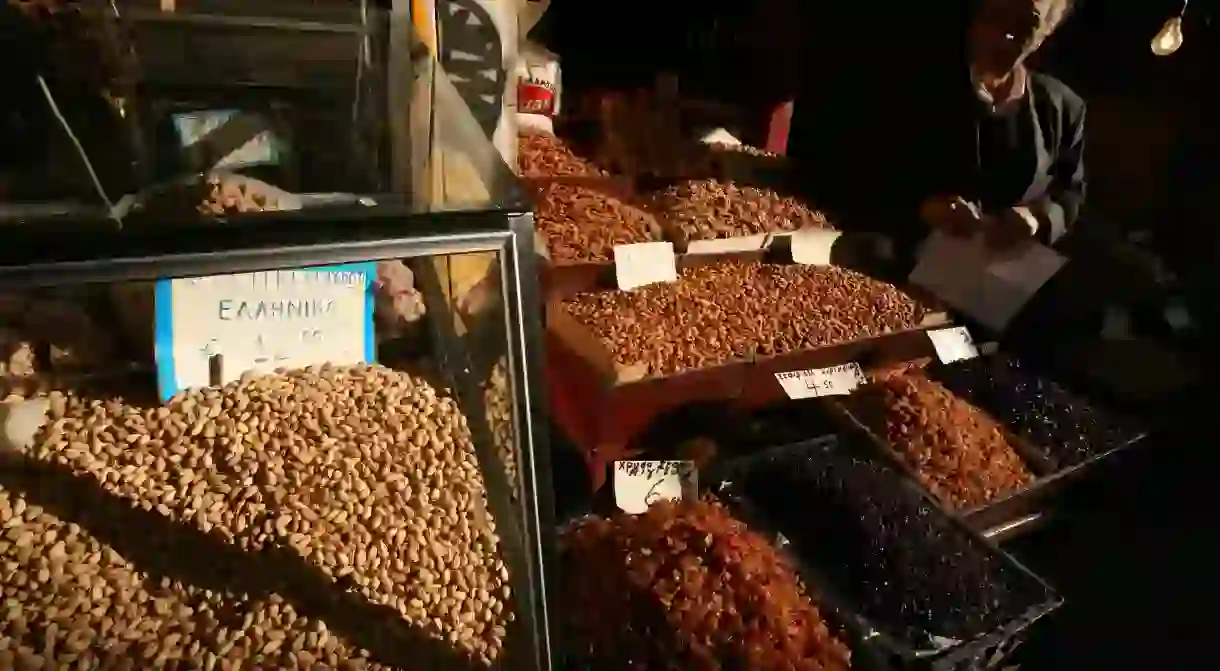 Many Greek desserts make use of dried fruits and nuts, which can be found in abundance at local markets