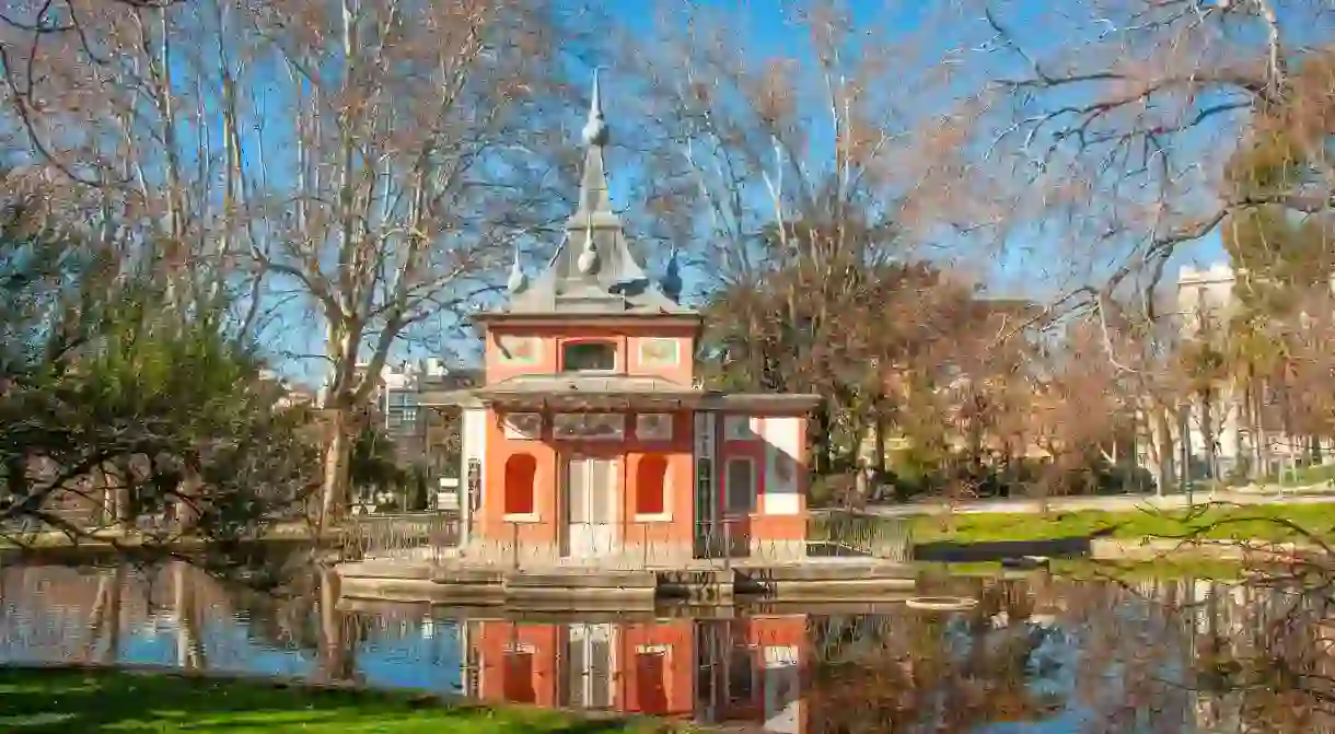 Retiro park in wintertime, Madrid, Spain