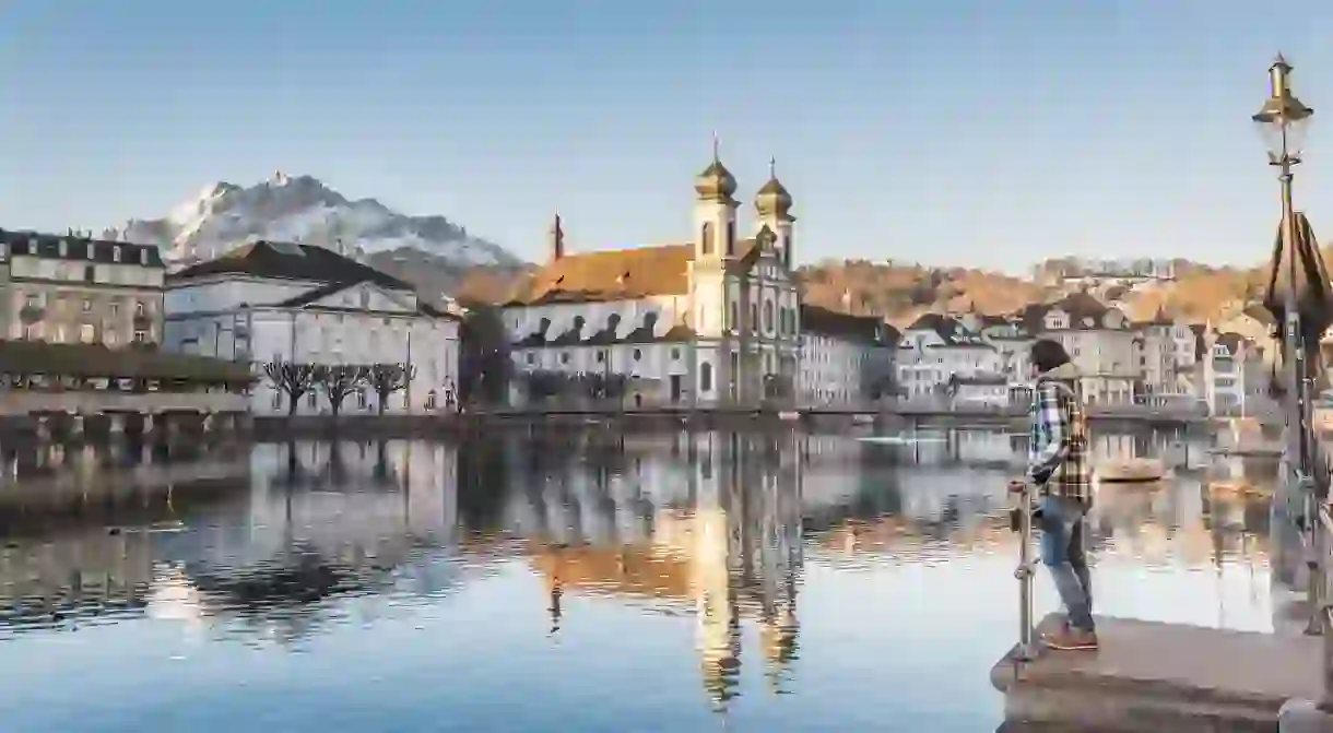 Reuss river in Lucerne, Switzerland