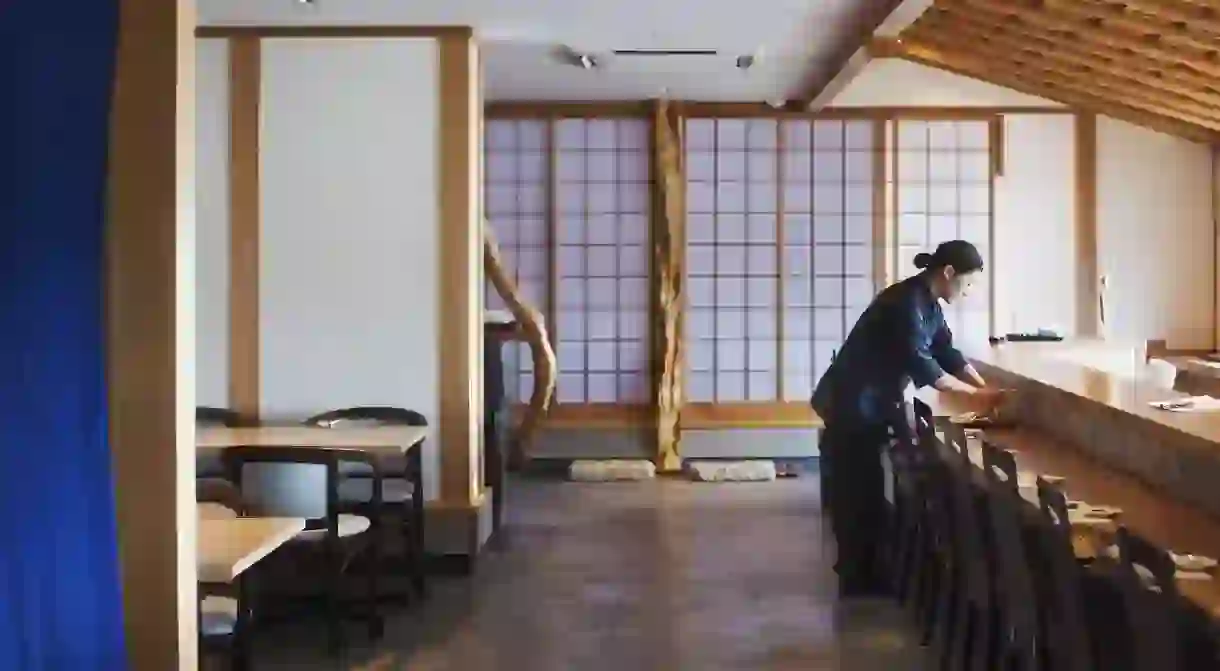 Waitress at a restaurant in Japan