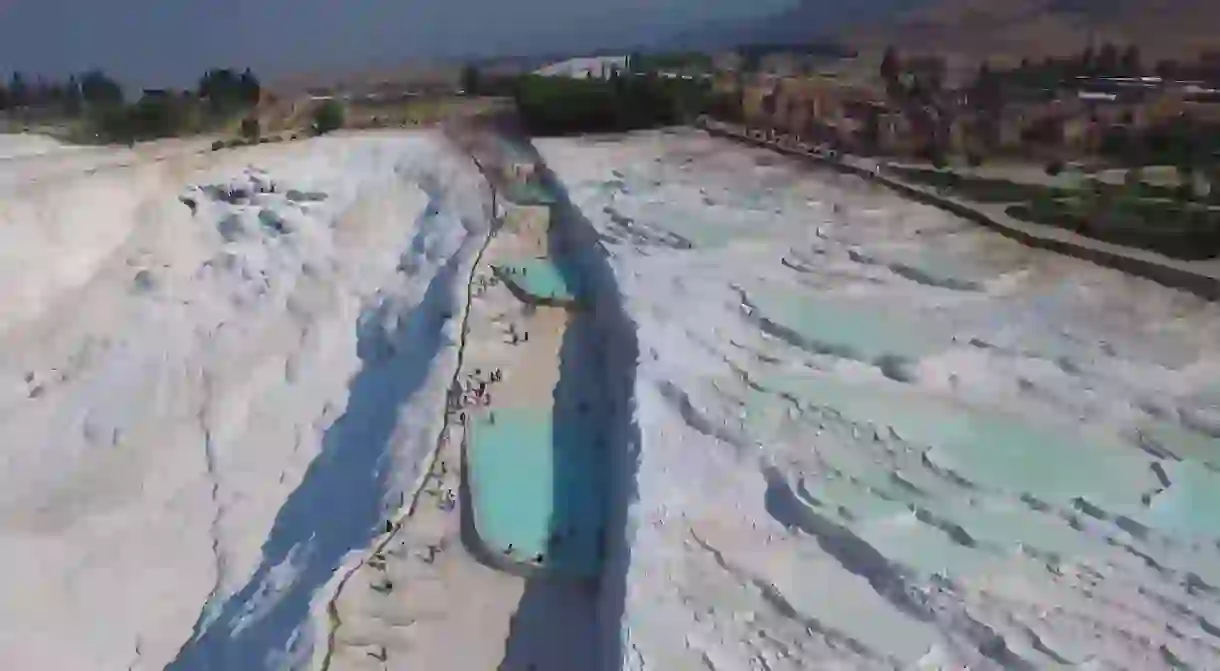 The hot natural springs of Pamukkale have become a popular Turkish tourist attraction