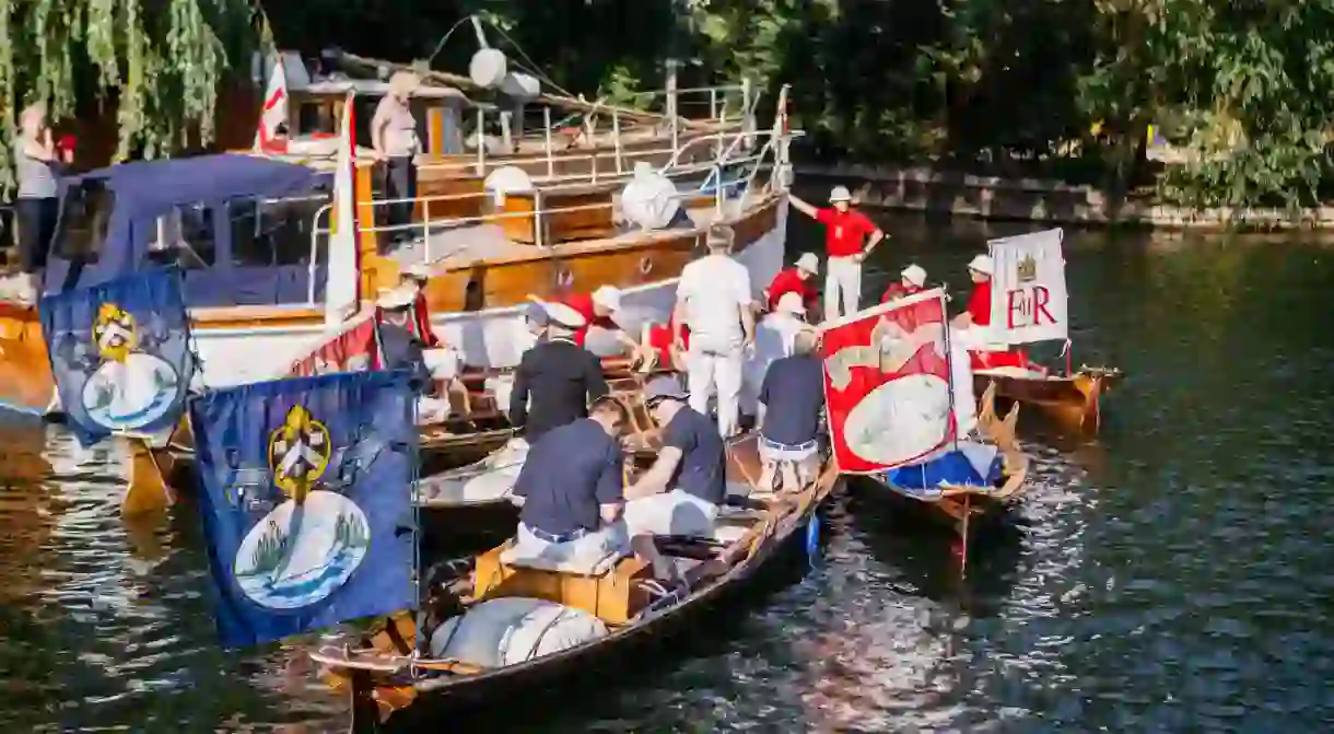 The annual royal swan upping takes place on the Thames every July