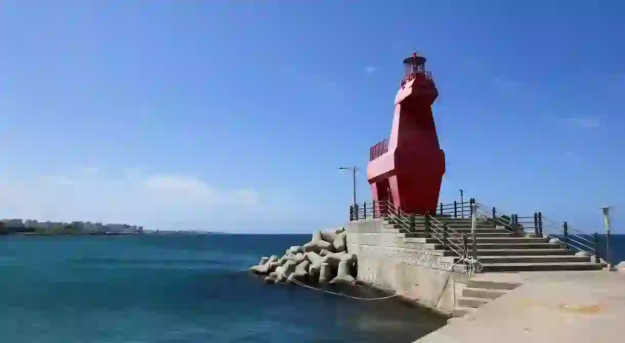 Iho Lighthouse standing bold against the blue sky makes for a great photo