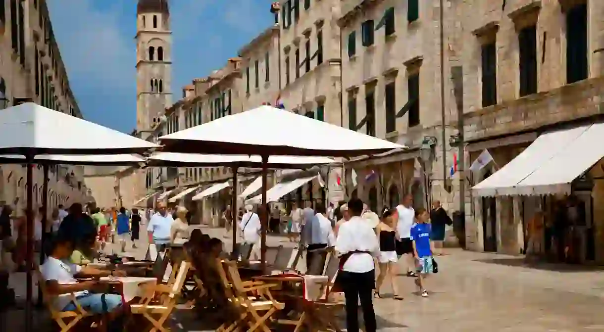 The historical centre of Dubrovnik is flush with street-side cafes