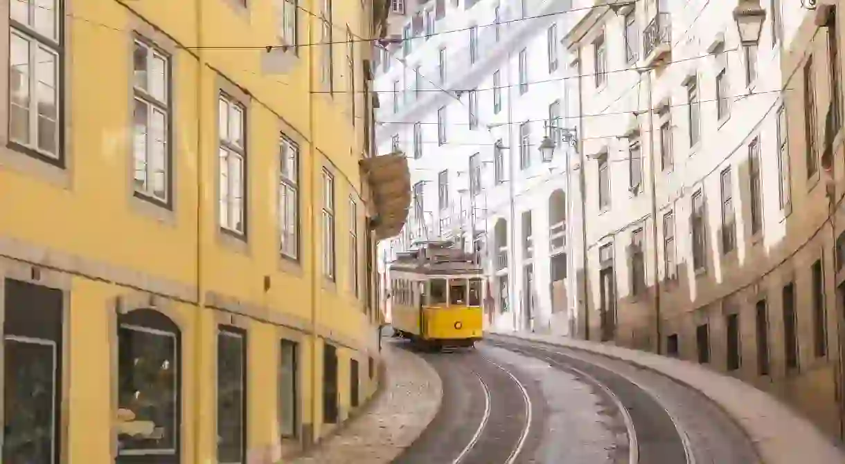 An iconic tram in Lisbon, Portugal