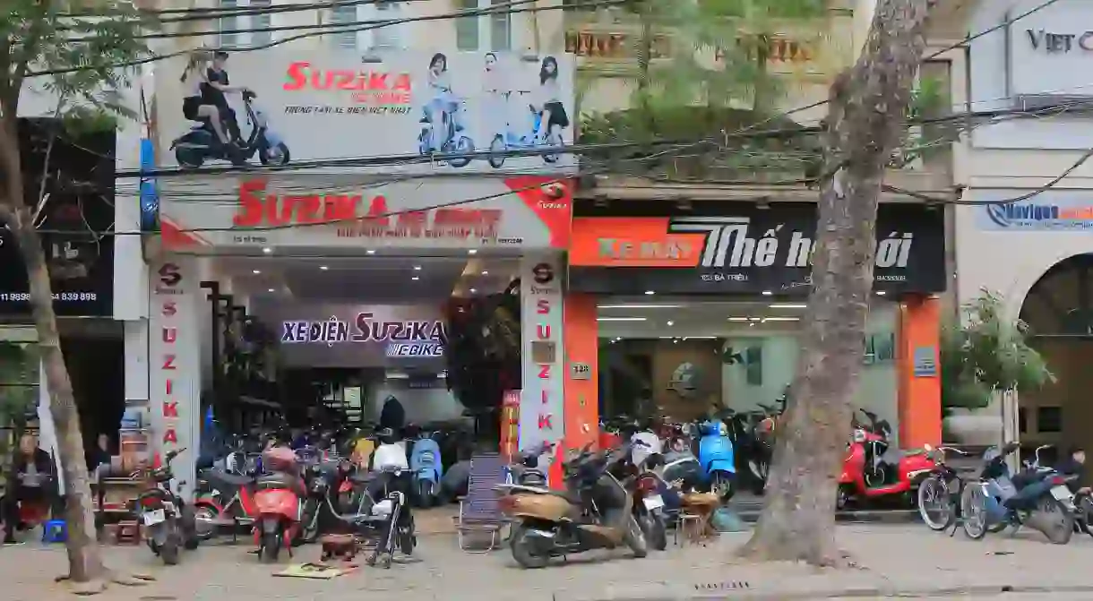 Motorbike shops in downtown Hanoi