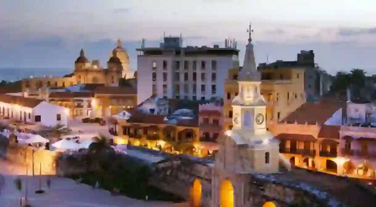 Puerta del Reloj at Dusk, Cartagena, Colombia