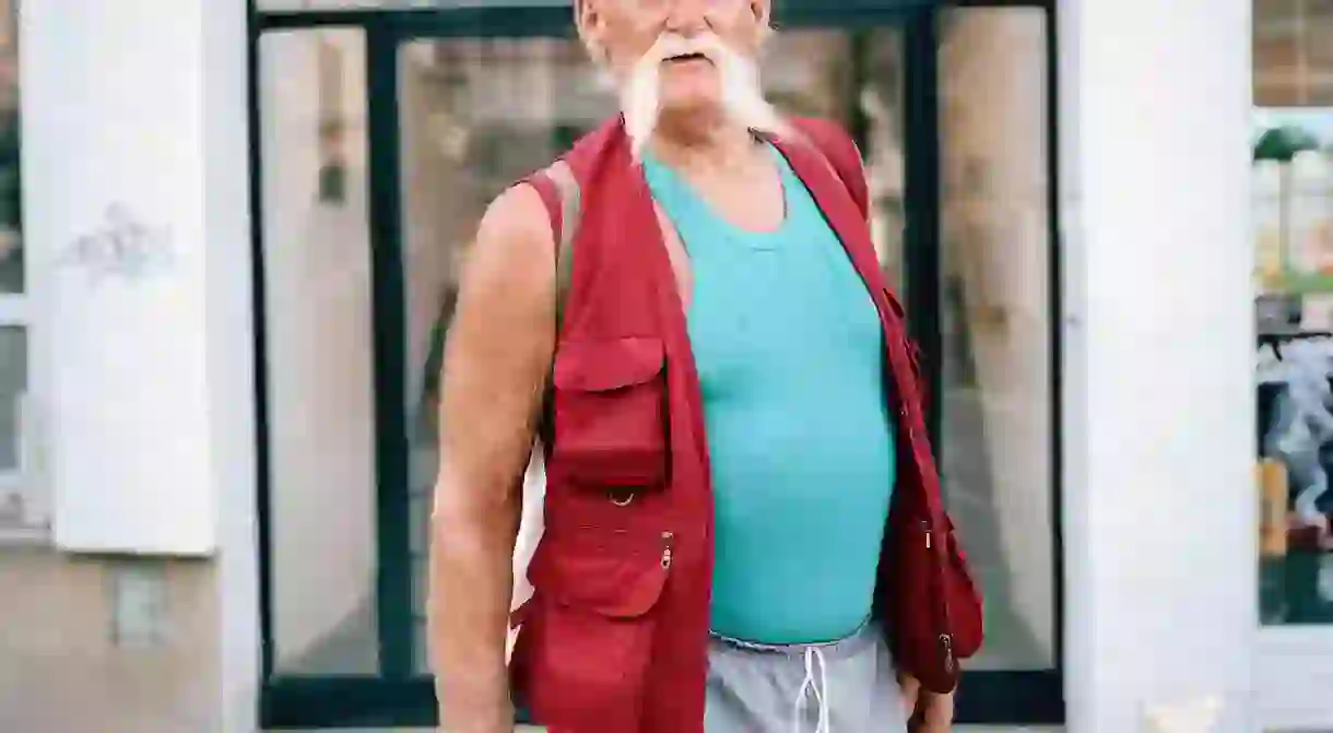 Festival-goer, Guča Trumpet Festival, Guča, Moravica, Serbia, August 2019.