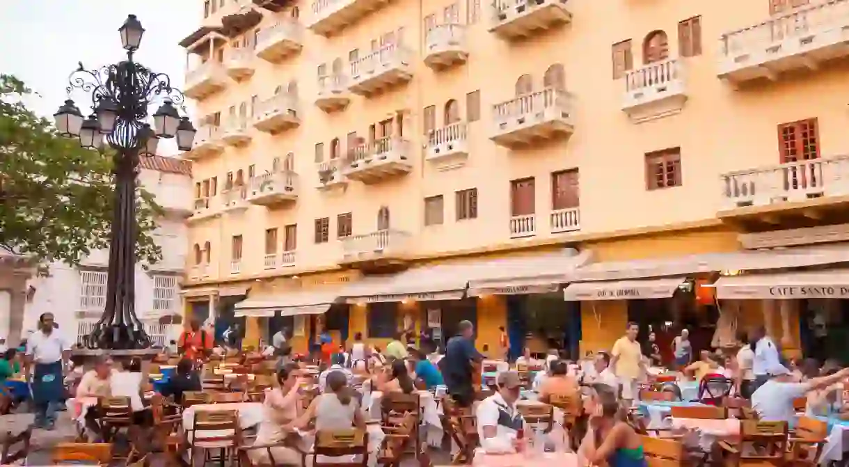 Restaurant in the Plaza de Santo Domingo, Cartagena de Indias, Colombia