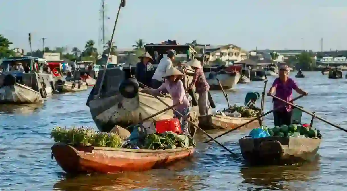 The Cai Rang floating market at the Mekong Delta is a must-see when visiting Vietnam