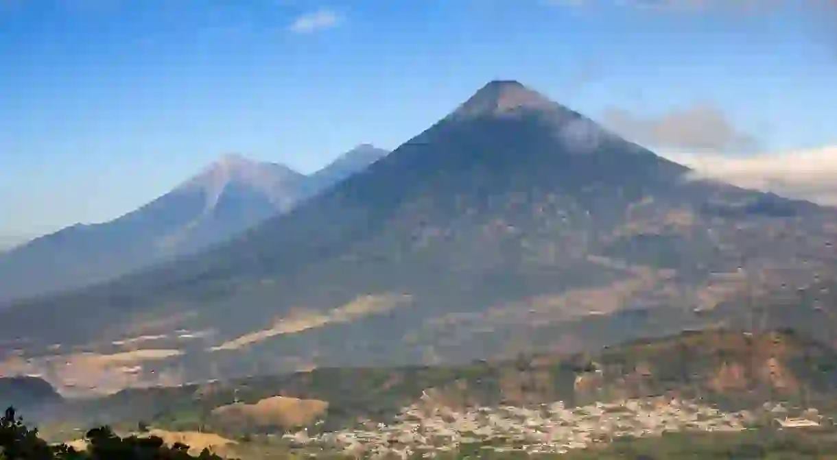 Agua volcano from the Pacaya volcano, Guatemala