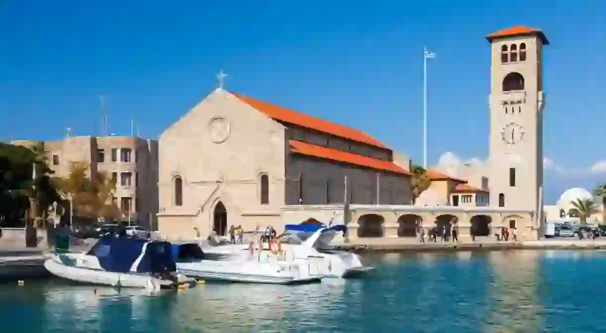 Mandraki Harbour is a short walk from Elli Beach