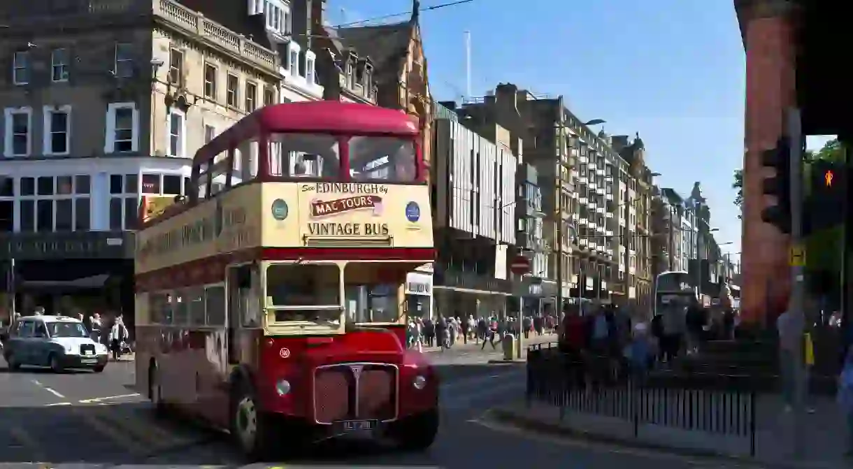 See Edinburghs sights from the top deck of a vintage double-decker bus