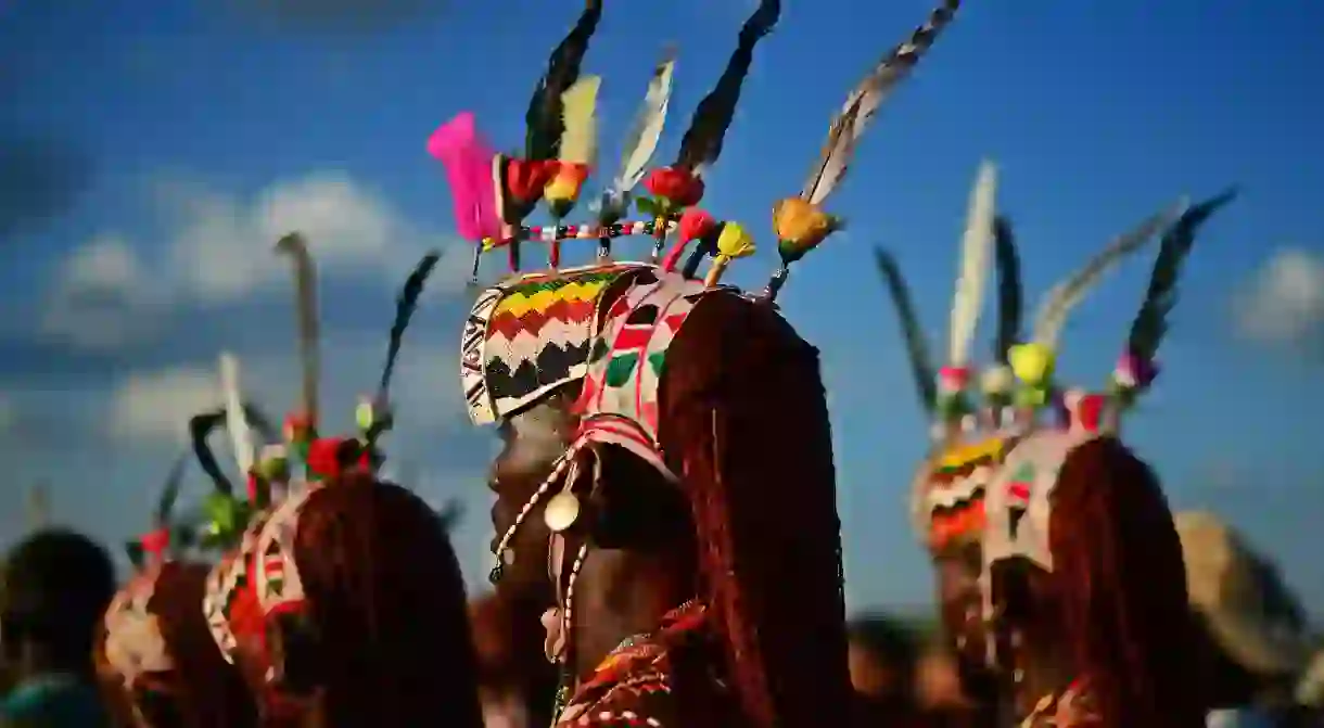 Men from the Rendille tribe take part in the Lake Turkana Festival, an event that brings together the region’s tribes in a celebration of their cultural heritage