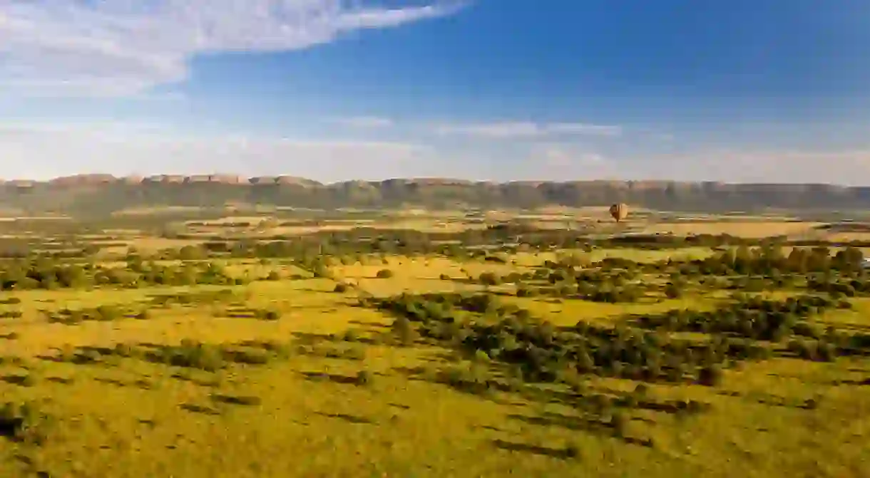 Balloon Ride across Magaliesberg Mountains during sunrise