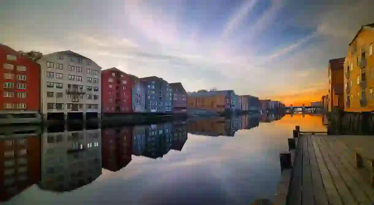 The Nidelva River flows through colourful Trondheim