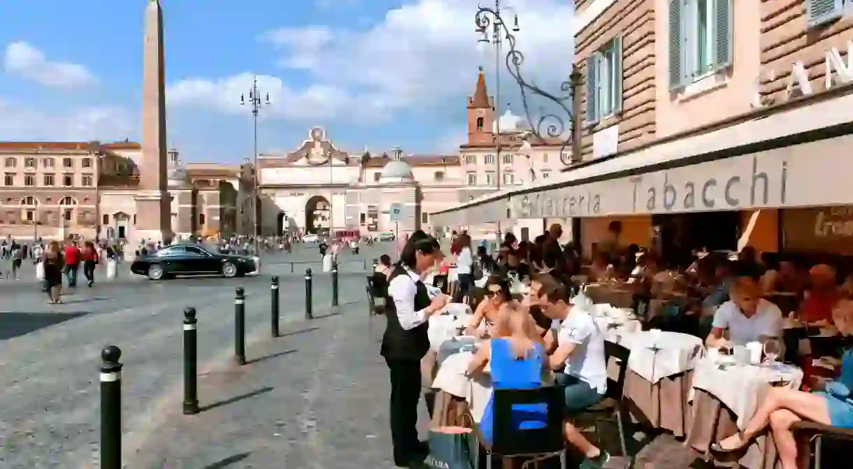 Romes famous Piazza del Popolo is a great spot to take a break from sightseeing