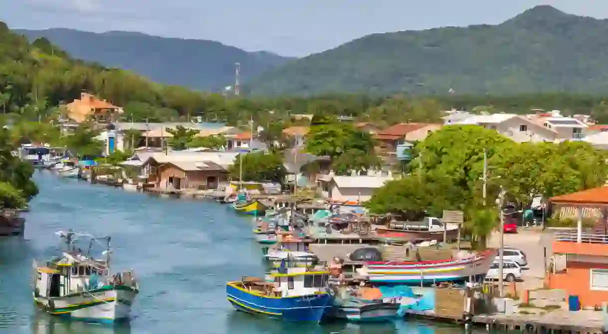 Boats in the canal at Barra da Lagoa, Florianopolis