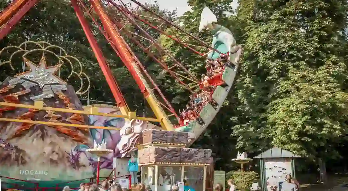 One of the rides at the oldest amusement park in the world, Dyrehavsbakken