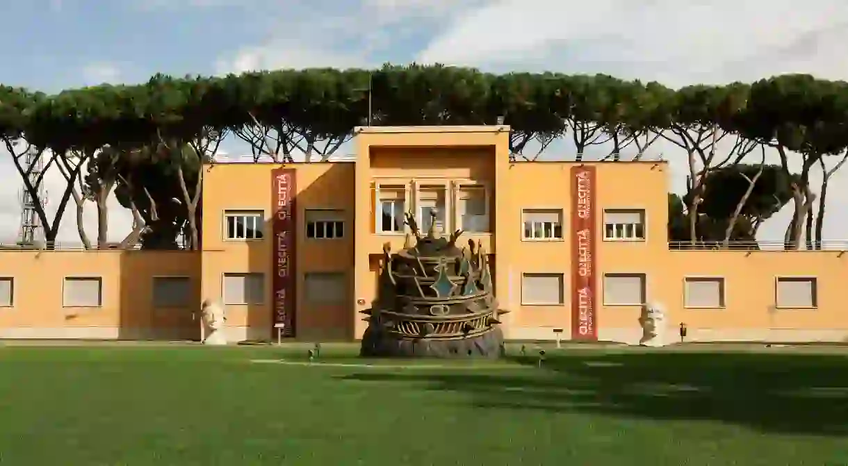 Part of the Cinecittà complex is flanked by props from director Dario Argento’s film ‘The Stendhal Syndrome’ (1996) and the Venusia from Federico Fellinis Fellinis Casanova (1976)