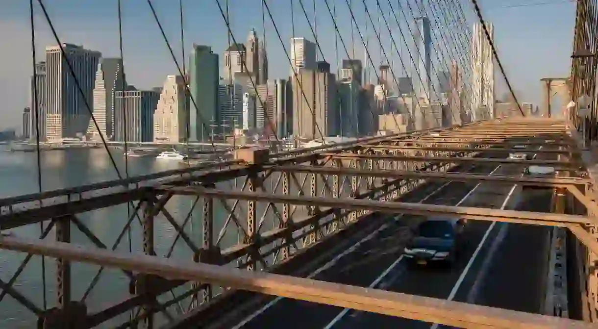 The Lower Manhattan skyline from Brooklyn Bridge