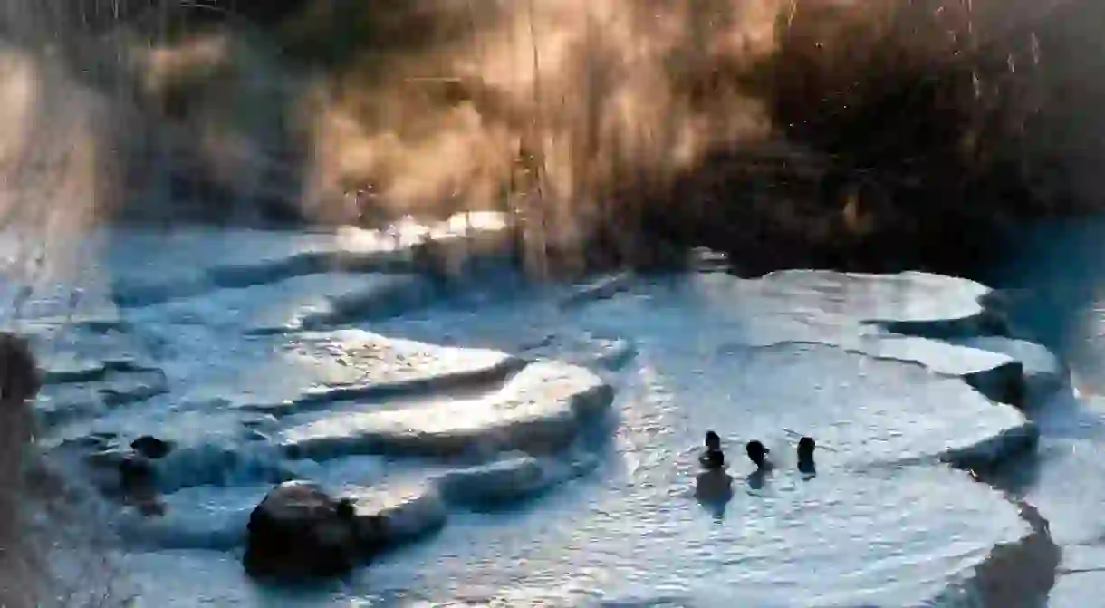 Saturnia thermal baths at dawn, Saturnia, Grosseto province, Tuscany, Italy.