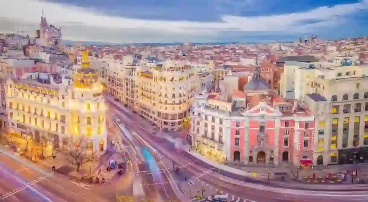 One of the best photo spots in Madrid is where Calle de Alcala meets the Gran Via