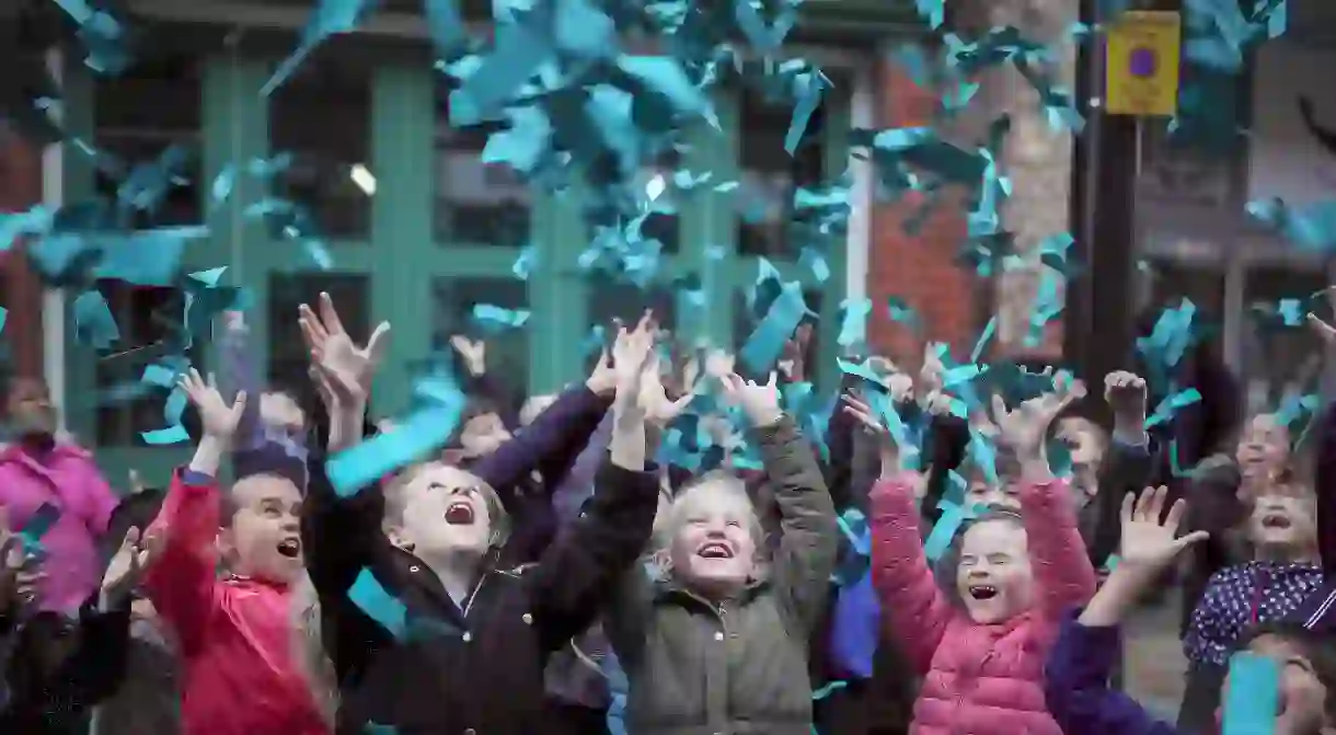 The worlds most popular colour of Marrs Green is revealed during the exhibition Paper City, Hull, UK