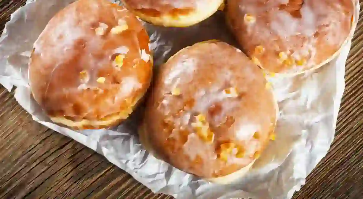 Doughnuts filled with rose marmalade