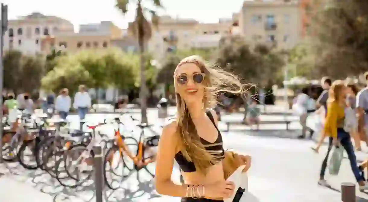 Woman on the Barcelona beach