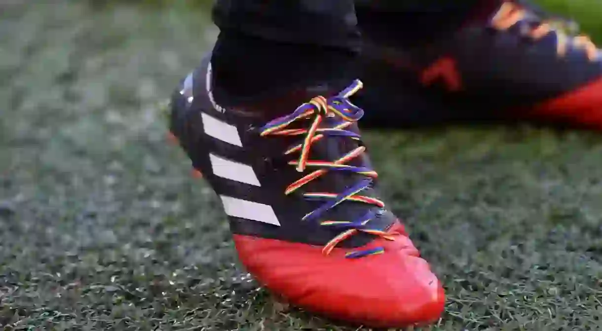 Rainbow laces in support of the LGBTQ community