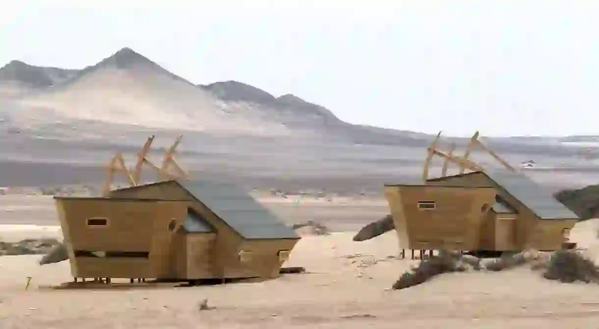 Lodges are built to look like shipwrecks so as to blend in with the Namibian desert