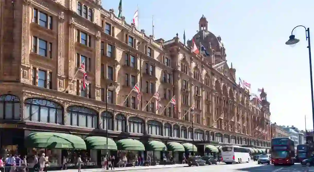 Knightsbridge is home to upscale shops including the world-famous Harrods department store