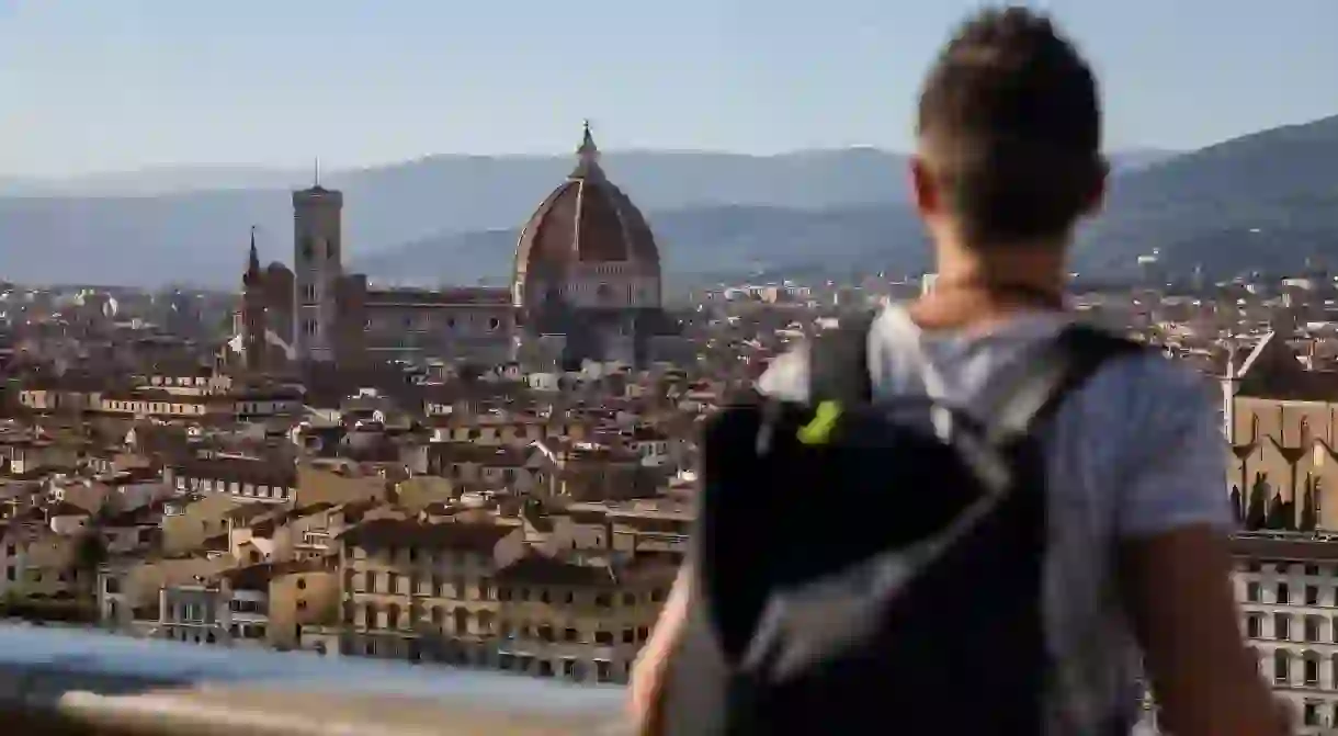 Man enjoying the view of Florence, Italy