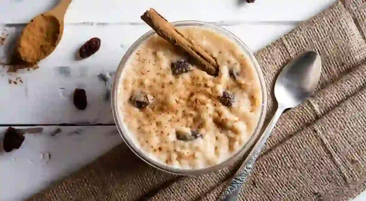 Rice pudding is a popular dessert in Cuba, studded with raisins and spiced with cinnamon