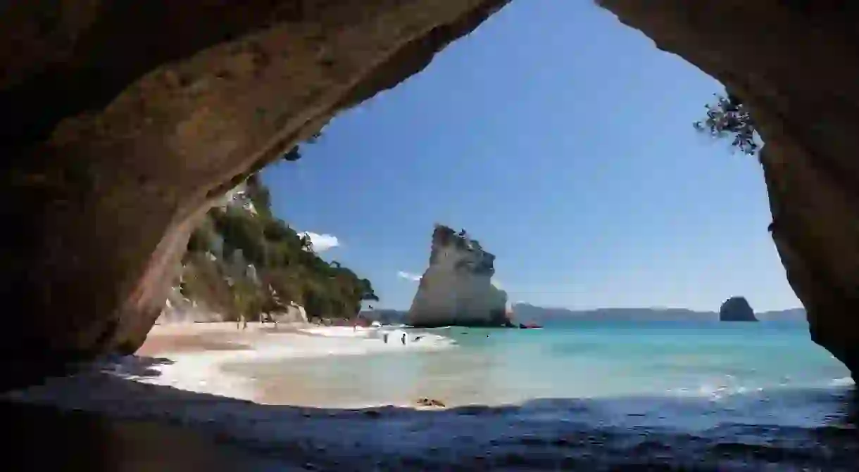 The idyllic Cathedral Cove is within easy reach of Auckland