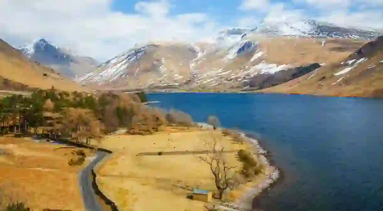 Great Gable, Lingmell and Scafell Pike from Wast Water in the Lake District, Cumbria