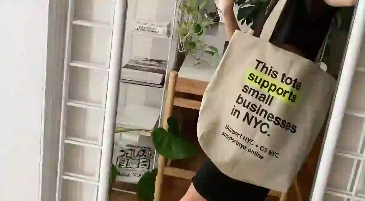 The SupportNYC custom tote bag conveys the project’s message