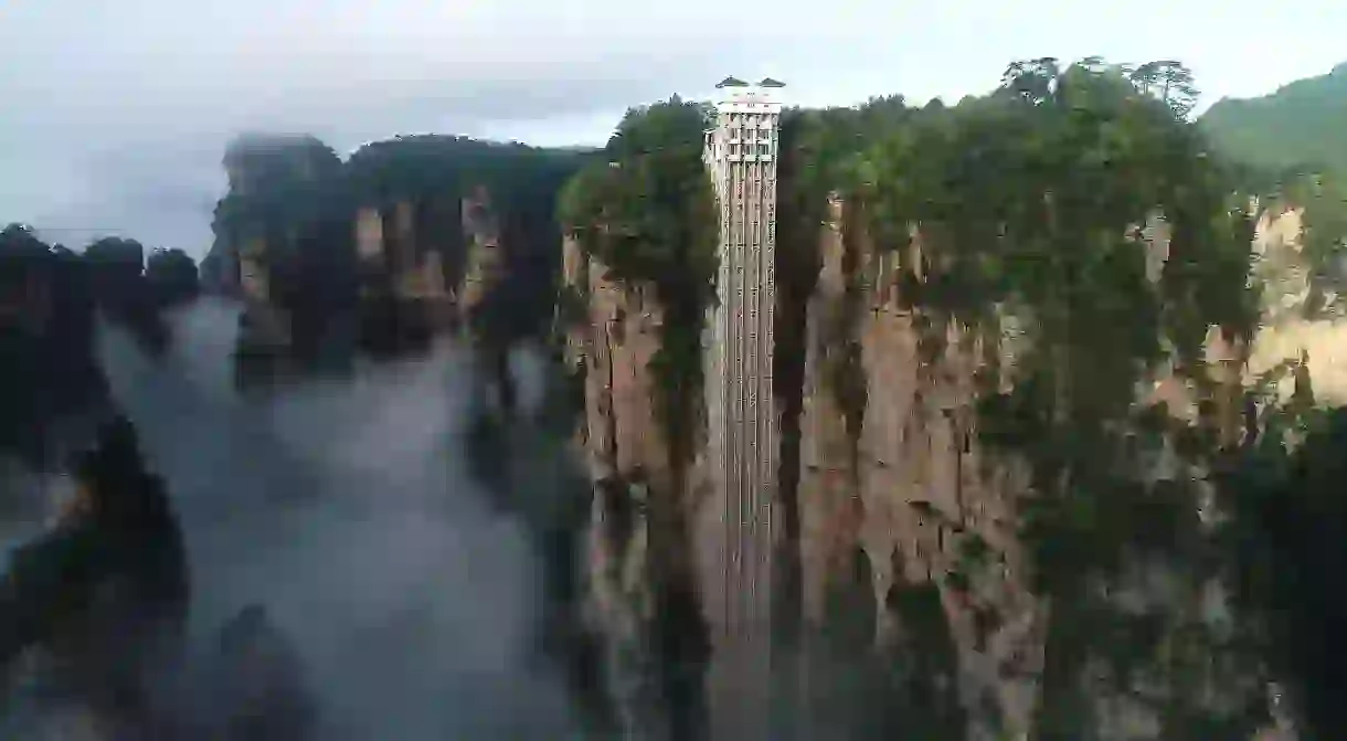 The heartstopping Bailong lift in Hunan, China, the world’s tallest outdoor lift, is built into the side of a quartzite rockface