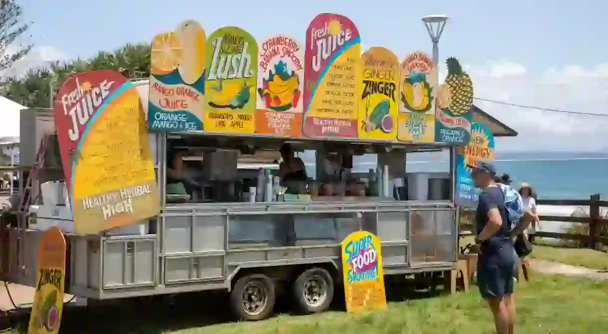 Food stalls often accompany the markets in Byron Bay