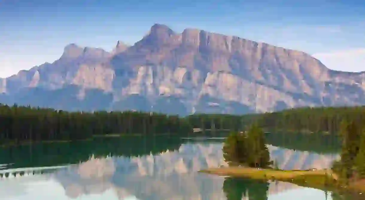 Mount Rundle looming over Two Jack Lake – one of many iconic mountains in Banff National Park